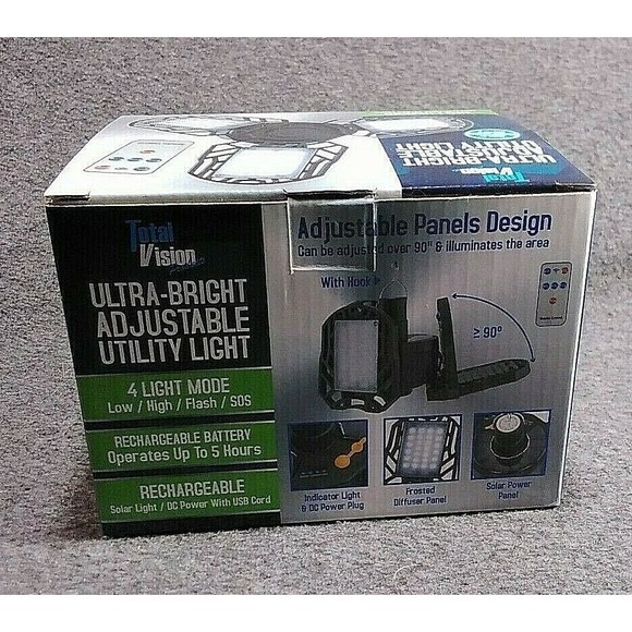 TOTAL VISION ULTRA-BRIGHT ADJUSTABLE LIGHT WITH REMOTE SOLAR OR DC CHAREABLE - Picture 1 of 5